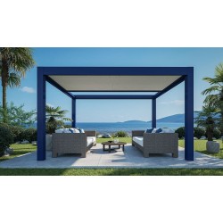 Ambiance 3D - Pergola toile - Solicanva S - RAL 5003 - toile Sunworker SWK6 White M005 - fermée