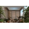 Ambiance 3D Pergola bioclimatique Solibio 1 module remplissage latéral lames persiennes orientables ton bois red cedar gris 2800